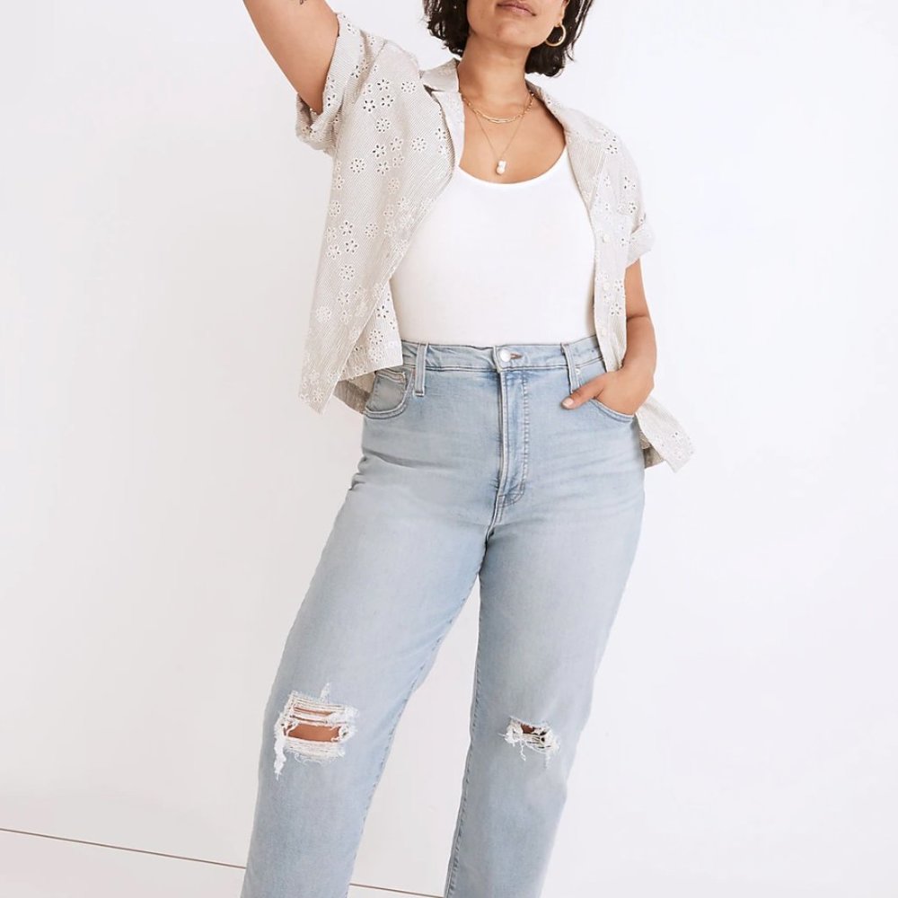 NWT The Perfect Vintage Straight Jean in Danby Wash: Knee-Rip Edition Size 30